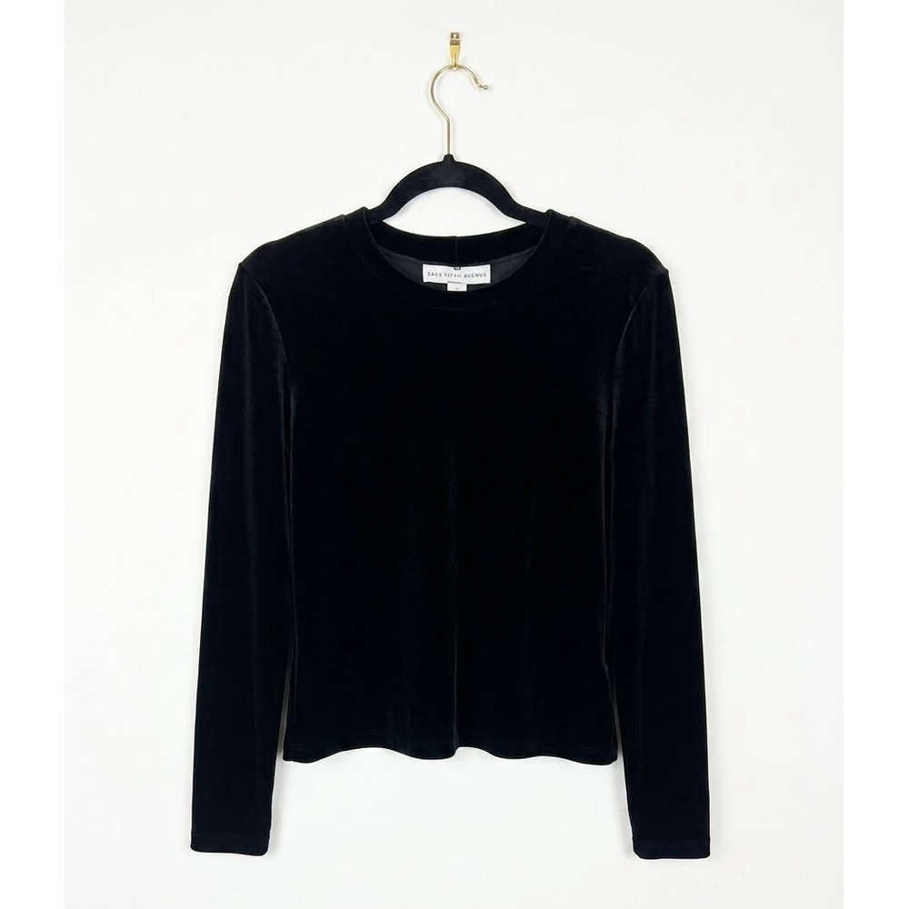 Vtg Saks Fifth Avenue Laura Kidd USA Women Large Velvet Holiday Black Shirt